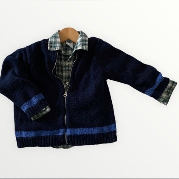 Gap/Old Navy plaid shirt sweater set; size 2T - Picture 1 of 7